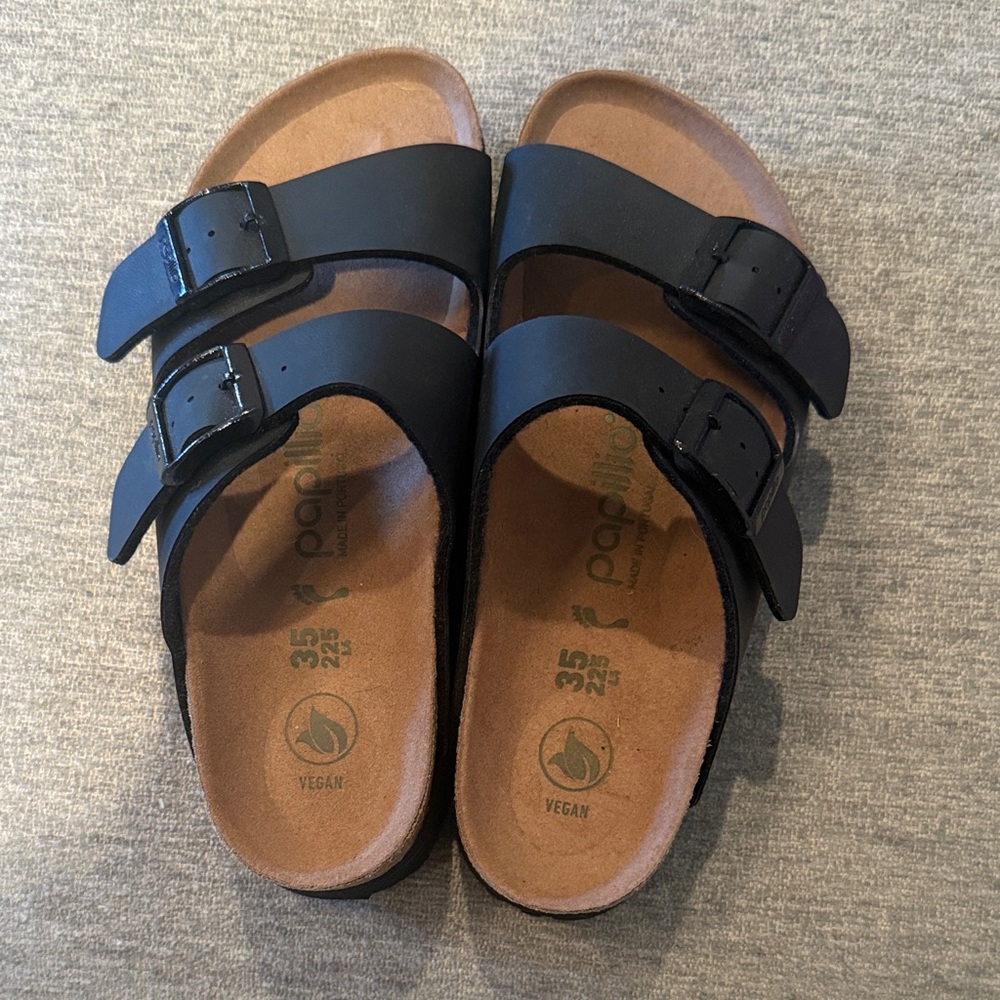 Papillio Woman’s Dual-Strap Black Sandals